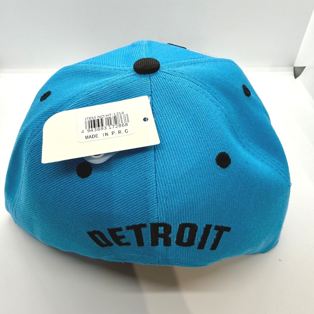Detroit Logo Snapback Hat R-M Sport Wear Flat Blue Black 3D Embroidery Cap NEW - Picture 4 of 5